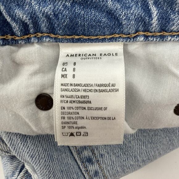 American Eagle Denim Skater Shorts 8 Blue Baggy High Rise Soft Grunge Distressed - Picture 9 of 11